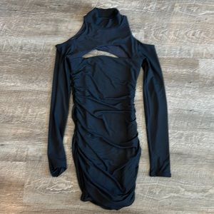 Oh Polly - Black Ruched Dress w/ Cut Outs